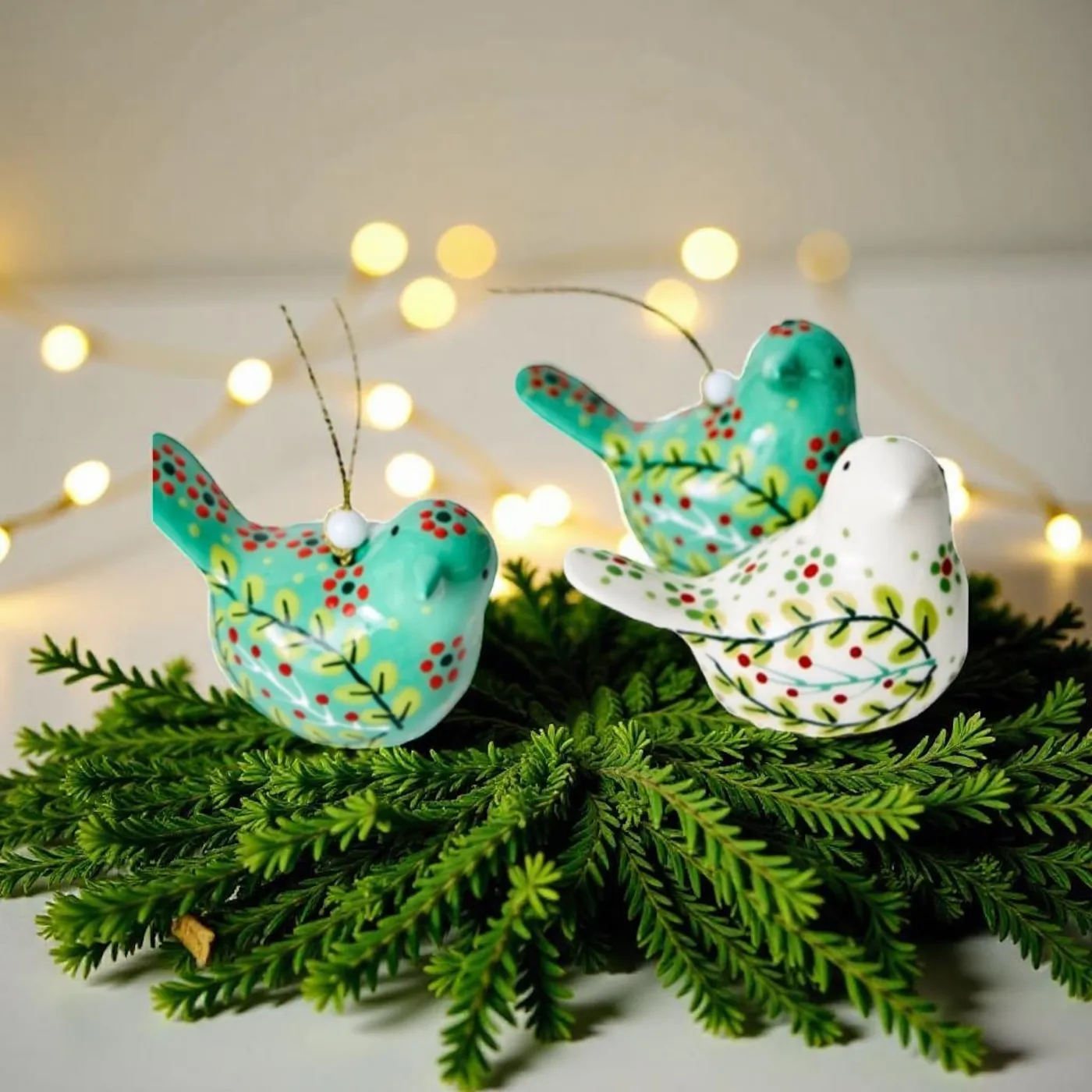 Christmas Ornament Ceramic Christmas Tree Birds Holiday Ornaments – Ithemba  Creations