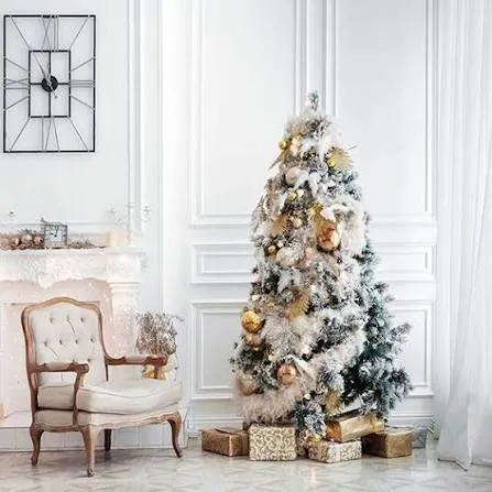 Christmas Photography Backdrops White Wall Fireplace Closet Christmas Tree Background