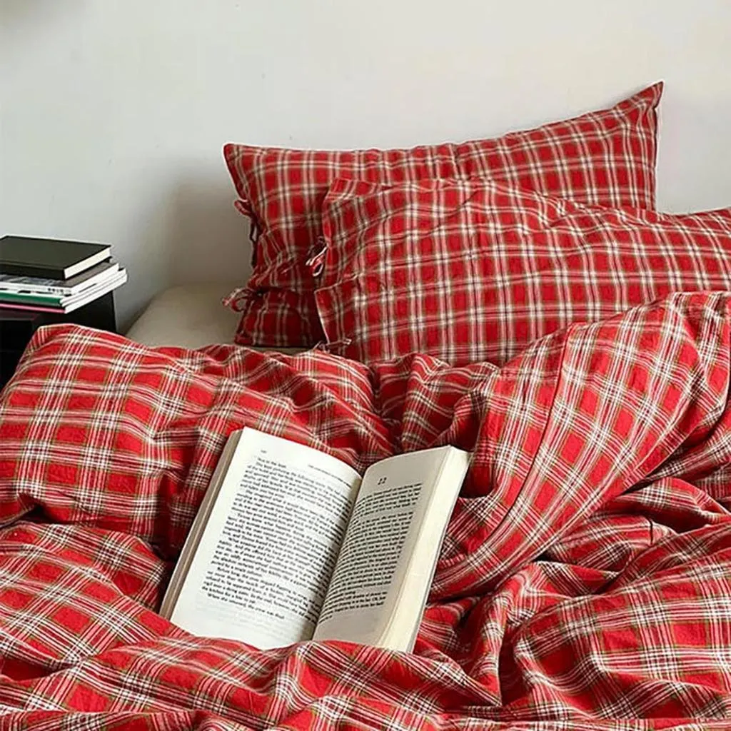 Christmas Red Plaid Duvet Cover Full