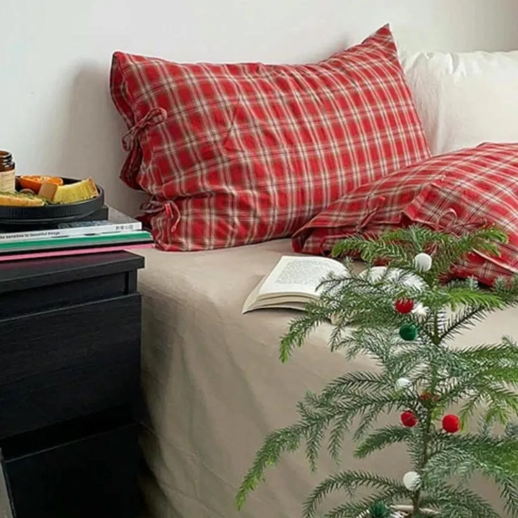Christmas Red Plaid Duvet Cover Full