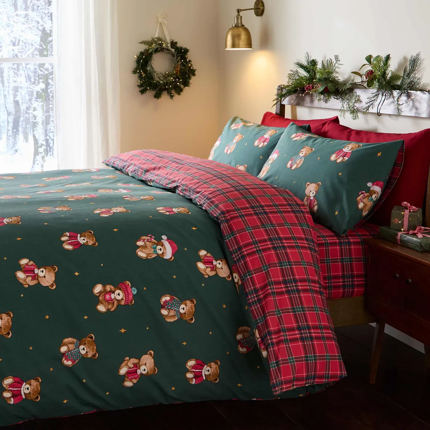 Christmas Tartan Teddy Bear Duvet Cover Set - Green – Williamsons Factory Shop