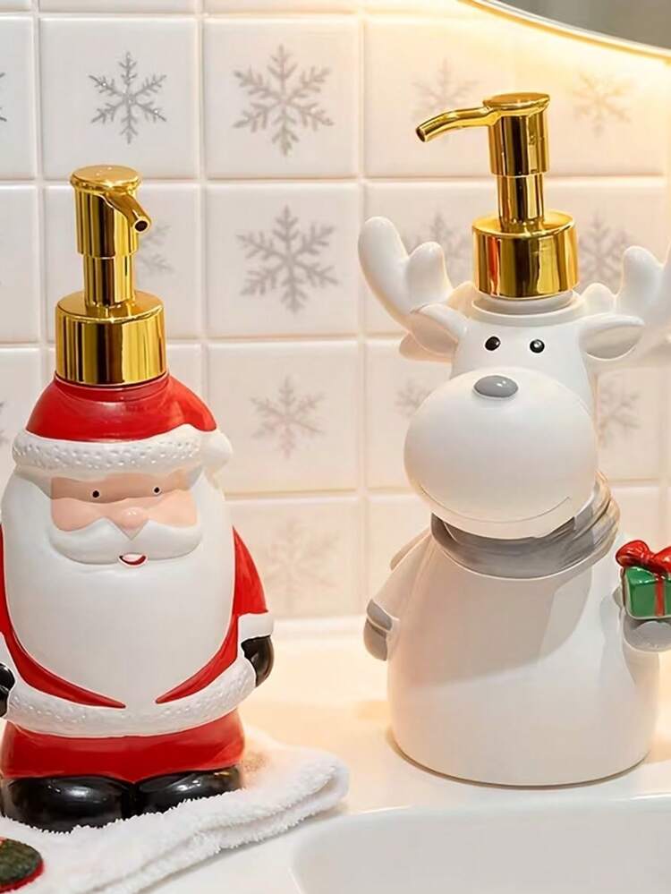 Christmas-Themed Soap Dispenser Bottle,Featuring Santa Claus, Snowman,And  Reindeer Designs. Suitable For Christmas,Home Decor, Bathroom  Vanities,Kitchen Countertops,Guest Room And Fireplace Mantel S