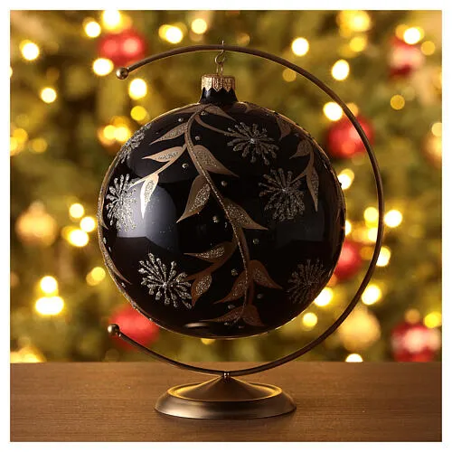 Christmas tree ball in glossy black blown glass 150mm | online sales on HOLYART.com