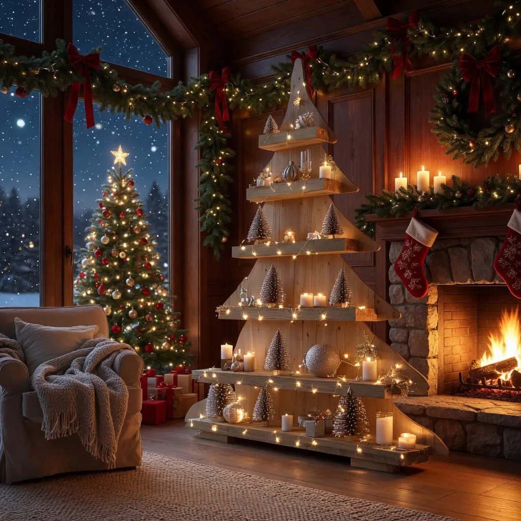 Christmas Tree Bookshelf: Solid Wood Holiday Decor