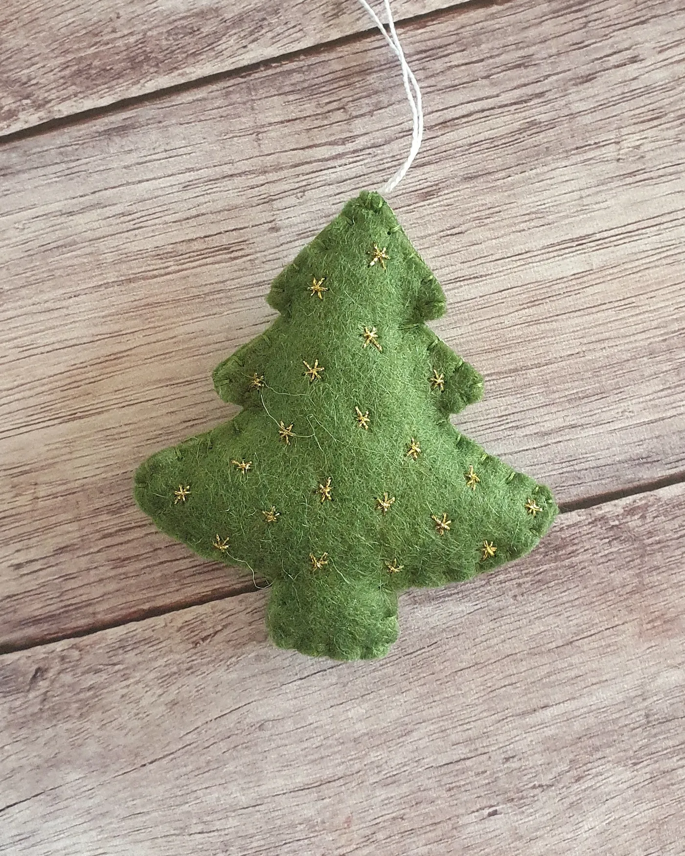 Christmas tree ornament with golden stars, felt hanging decoration – Grab a Coffee