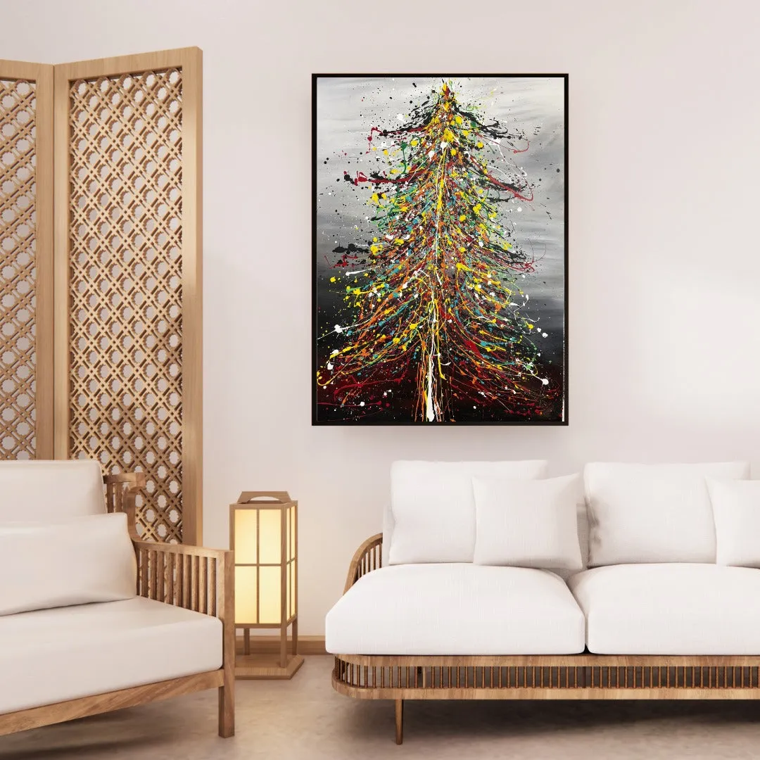 Christmas Tree Painting - Large Modern Art for Living Room 84'x 72'(214 x 182cm)