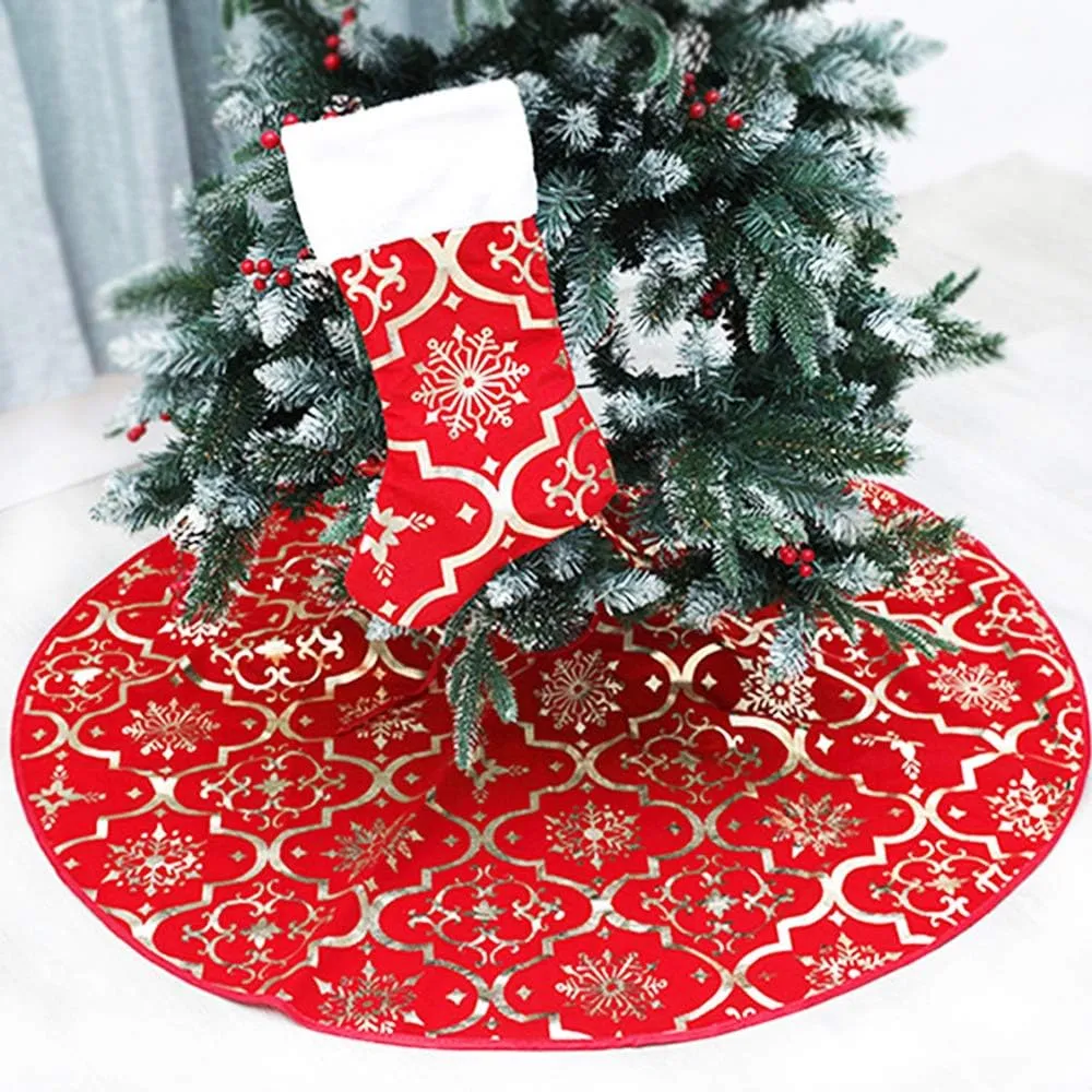 Christmas Tree Skirt, 48 inches Large Red Flannel Martinique | Ubuy