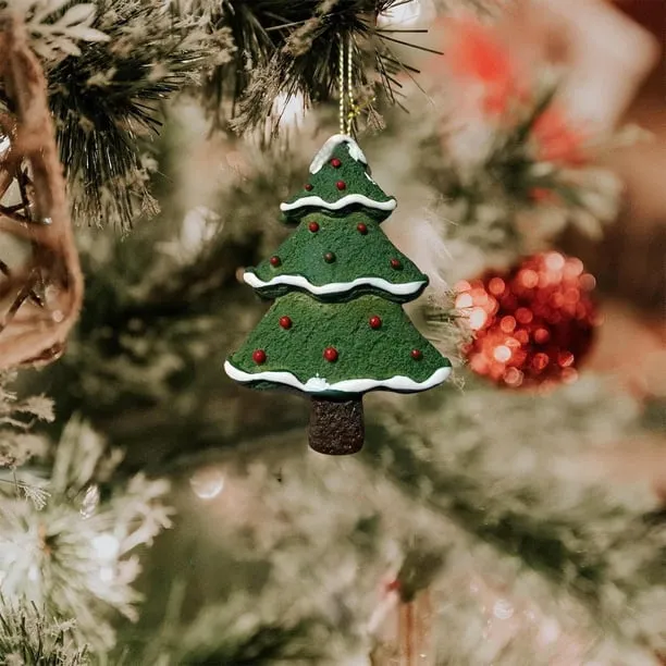Christmas Tree Vintage Hand Painted Christmas Ornaments Feltree Christmas Tree Ornaments Hand-Painted Resin Snowflake And Tree Set, Vintage Mini Hanging Decor For Xmas Holiday, Home Party, Wreath An