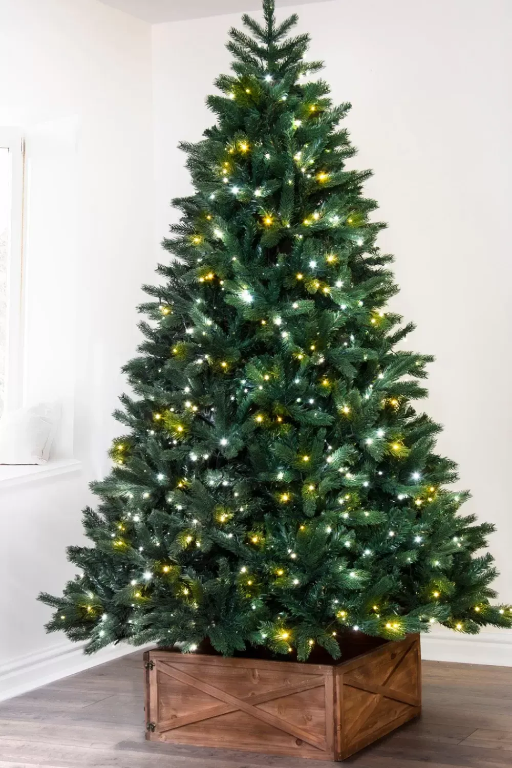 Christmas Tree World The 7ft Ultra Devonshire Fir Pre-lit With Warm White/ White Colour Change LEDs< 7 Foot Pre Lit Christmas Trees | With Christmas Tree
