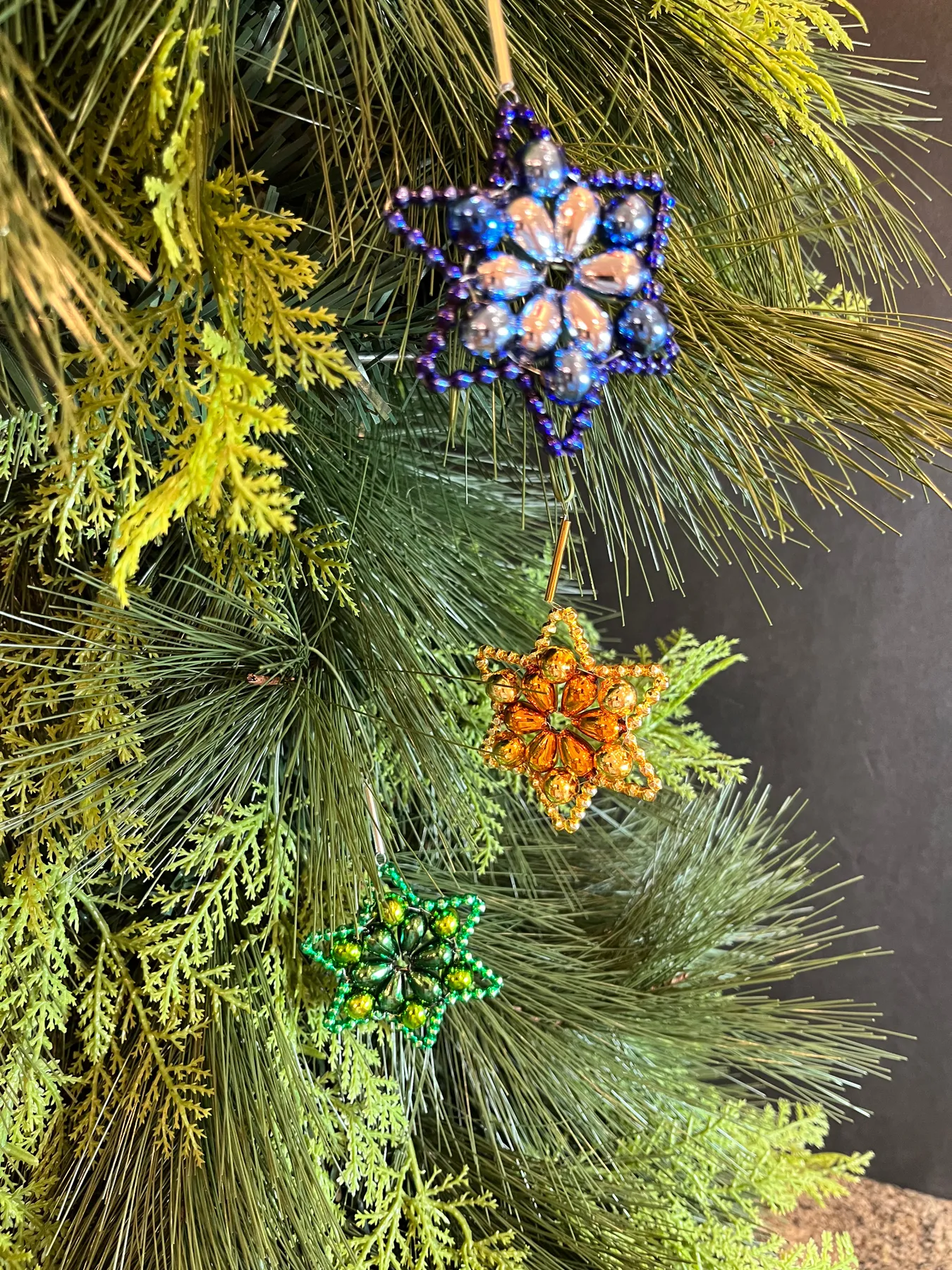 ChristmasJules Beaded Star Christmas Ornament - Set of three - Elegant – christmasjules