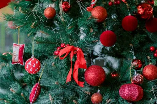 Close-Up of Ornaments Hanging on a Christmas Tree · Free Stock Photo