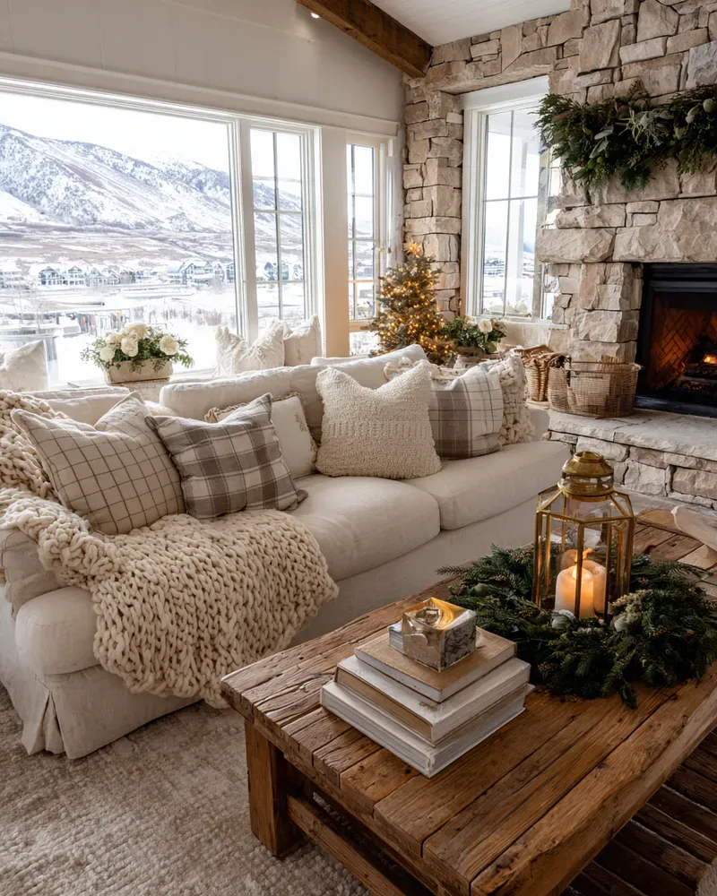 Cozy Christmas Living Room: Traditional Elegance Meets Modern Comfort 🎄