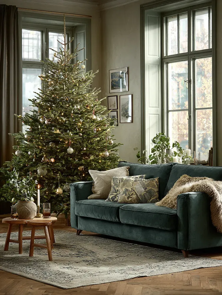 Cozy Christmas Living Room: Traditional Elegance Meets Modern Comfort 🎄
