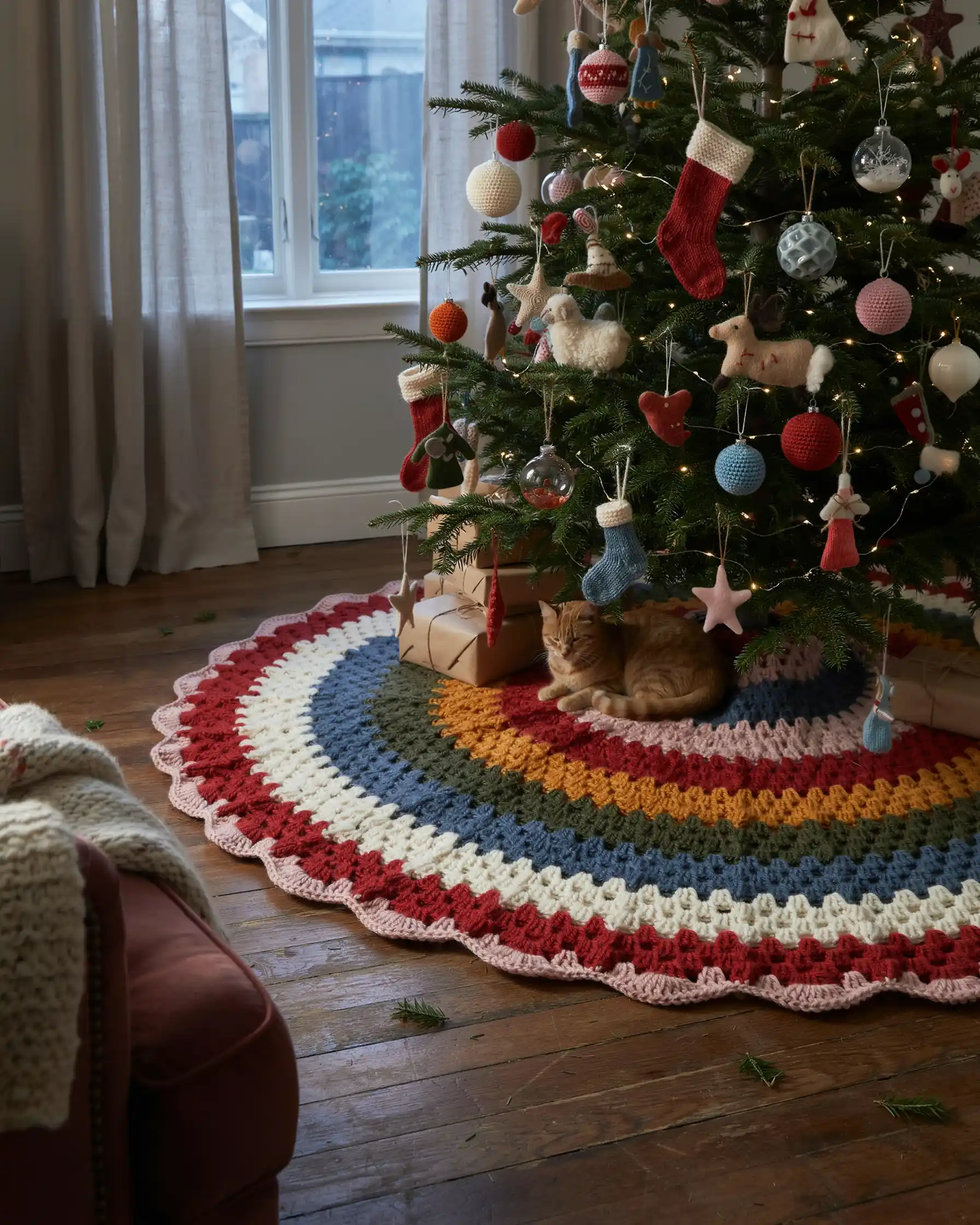 Crochet Christmas Tree Skirt Stylecraft Merry Go Round/Winter Magic XL Christmas  Tree Skirt Stock –