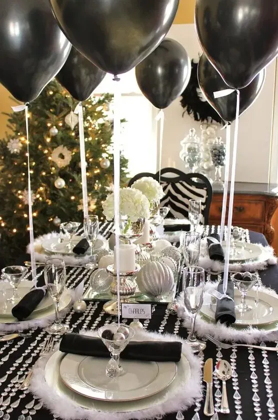 Decor Ideas New Year's Silver Party Hanging Decorations LED Light Silver Foil Fringe Curtain Shimmer Birthday Party, Christmas, New Year's Eve Stock Photo Image Of Luxury, Decor: 263256766
