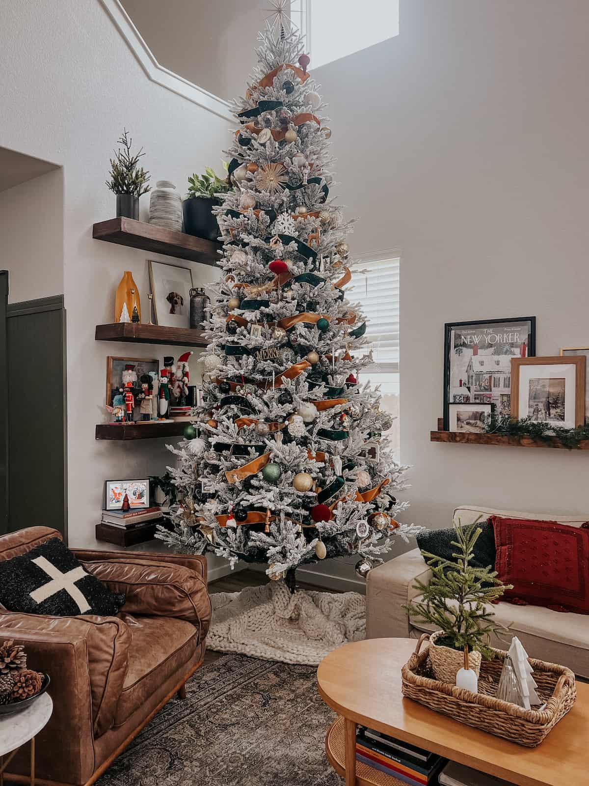 Decorated Flocked Christmas Tree Elegant White And Gold Christmas Tree • Craving Some Creativity