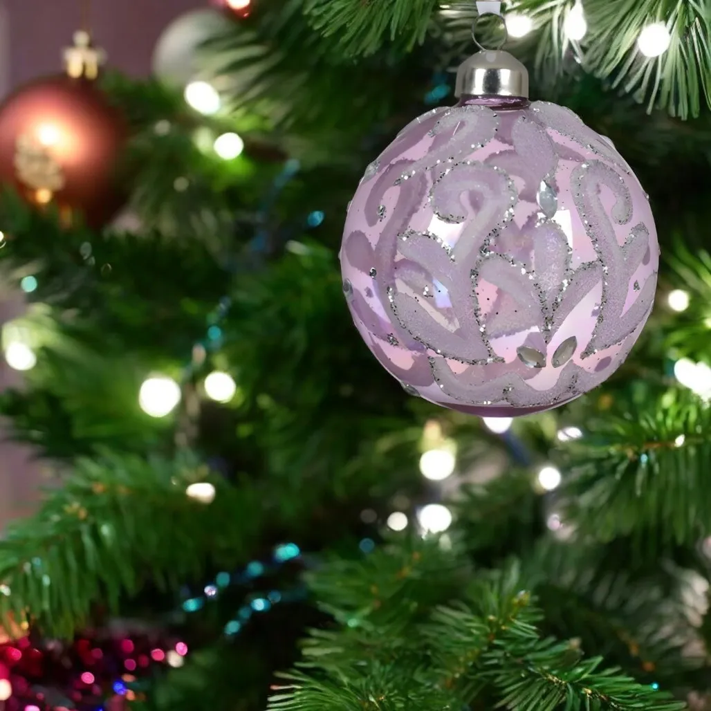 Decoris Elegant Light Purple Ball Ornament Set of 3
