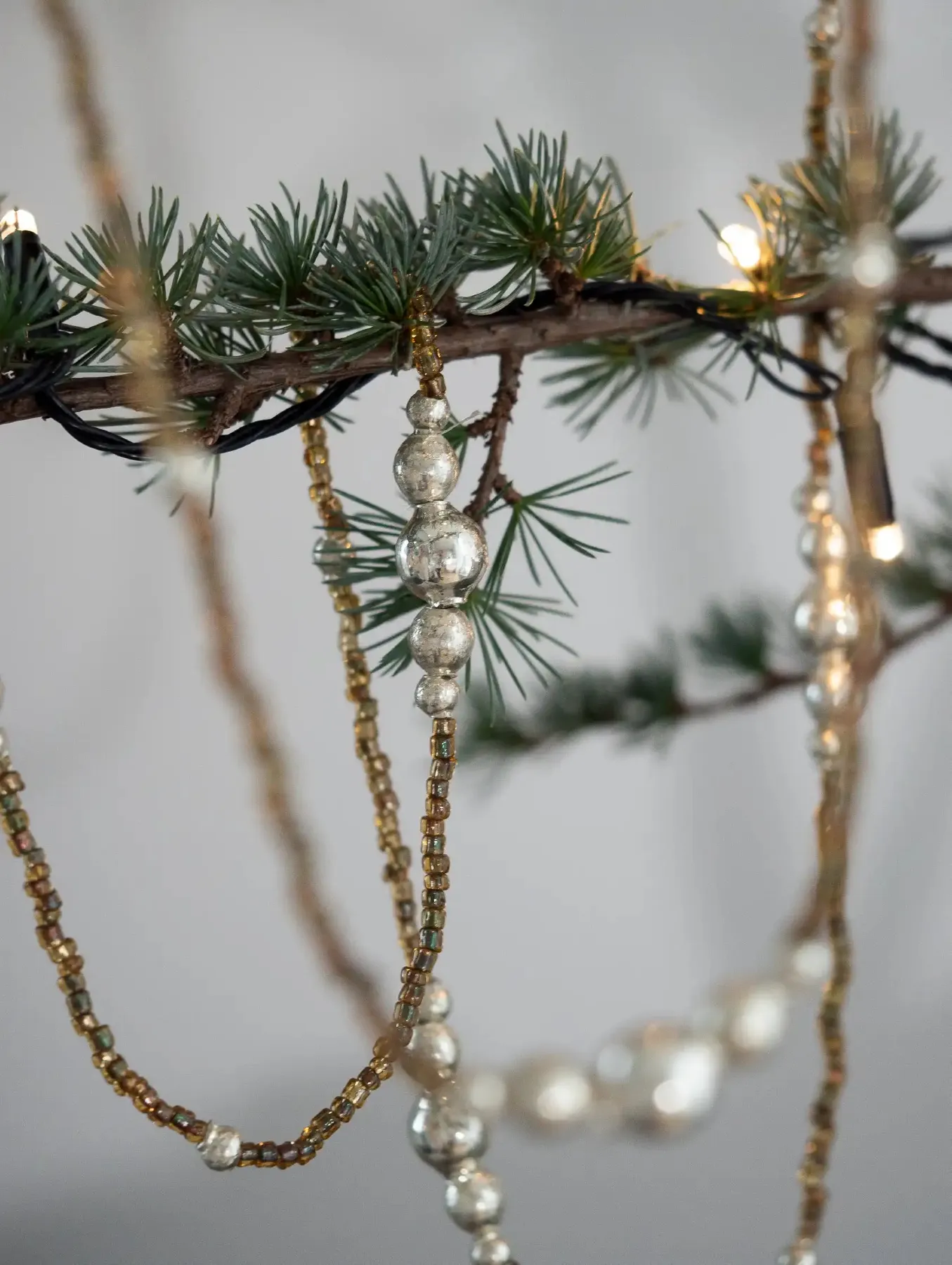 Deus living USA antique style hand beaded silver 118 inch long garland –  LAZARO living | HKLIVING USA