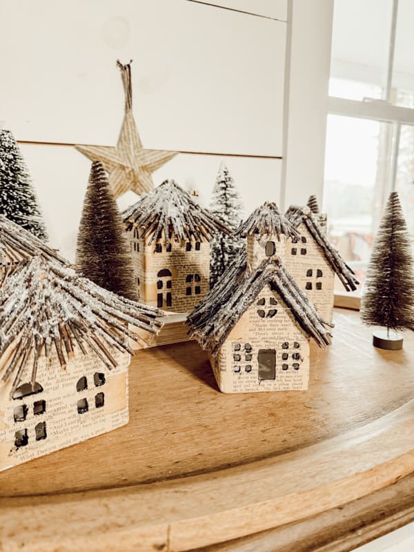DIY Christmas Village Transformed With Old Book Pages - The Ponds Farmhouse