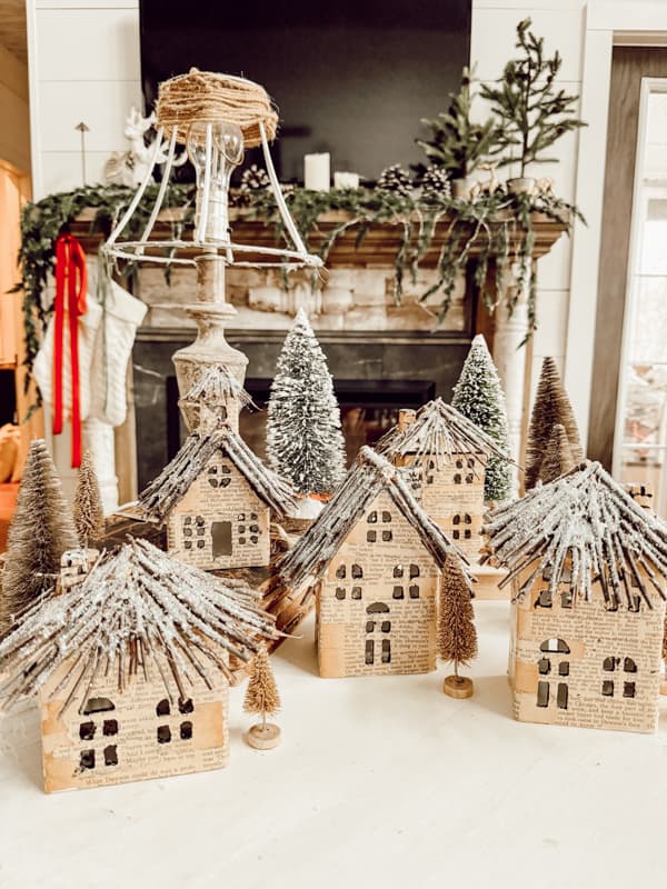 DIY Christmas Village Transformed With Old Book Pages - The Ponds Farmhouse