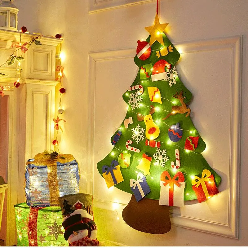 DIY Felt Christmas Tree Merry Christmas Decorations for Home New Year Xmas Tree Toddlers Busy Board Kids Montessori Toys – buy the best products in the Ayzeze online store