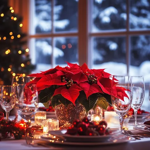 Download Festive Dinner Setting Image - Festive, Dinner, Poinsettia | StockCake