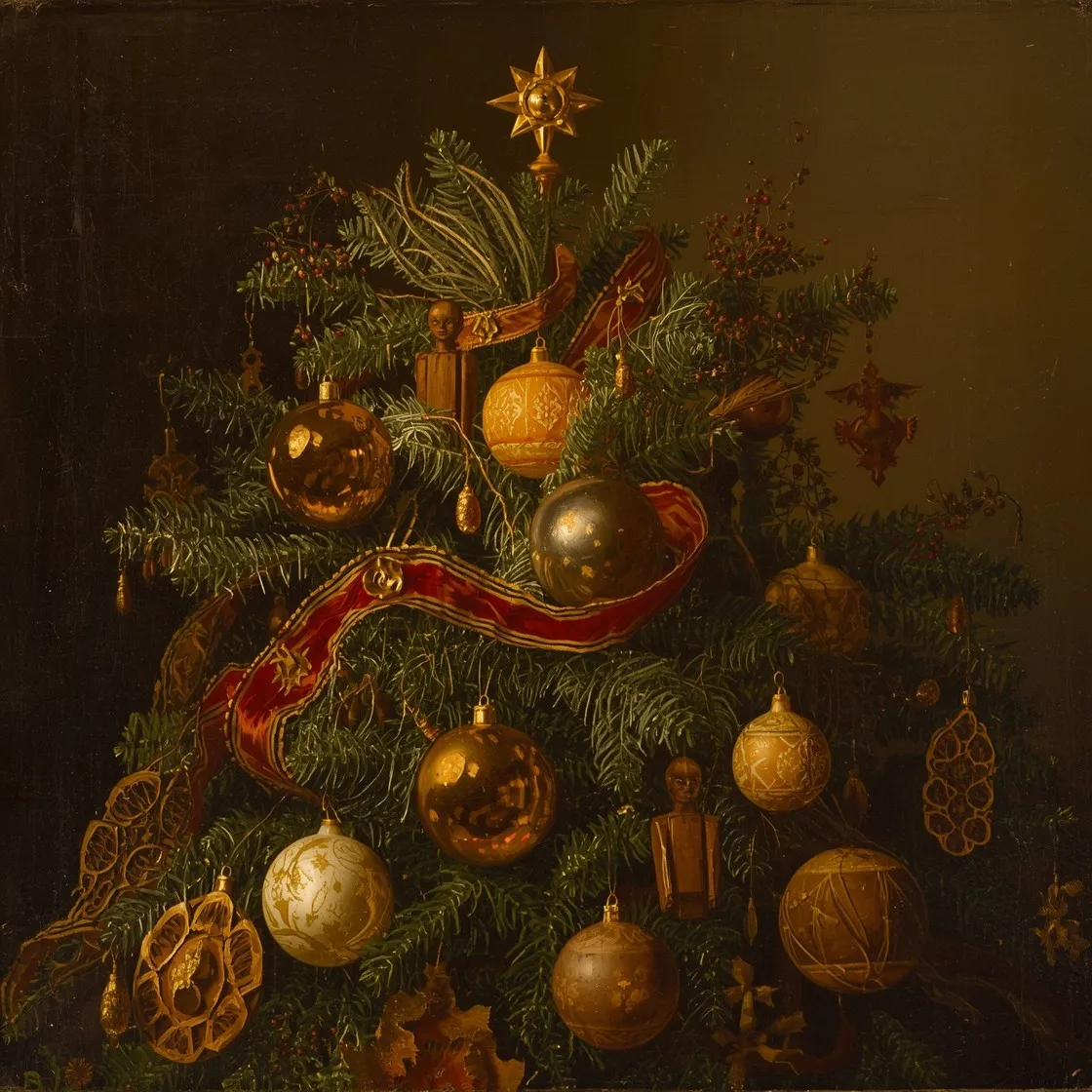 Download Traditional Christmas Painting Image - Christmas, Tree, Painting | StockCake