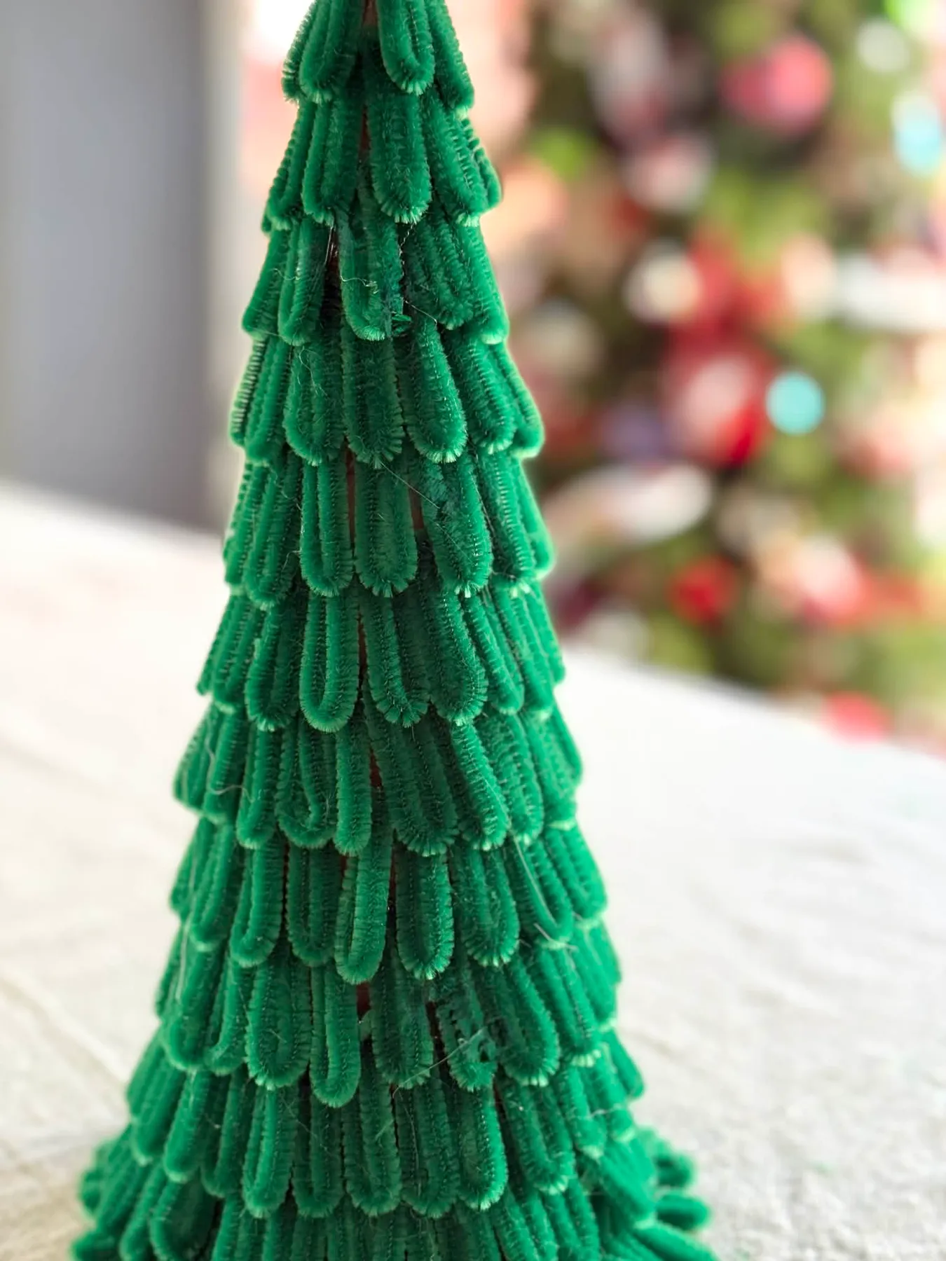 Easy and Elegant DIY Pipe Cleaner Christmas Tree - Sonata Repurposed Staircase Pedestal Christmas Trees Pipe Cleaner