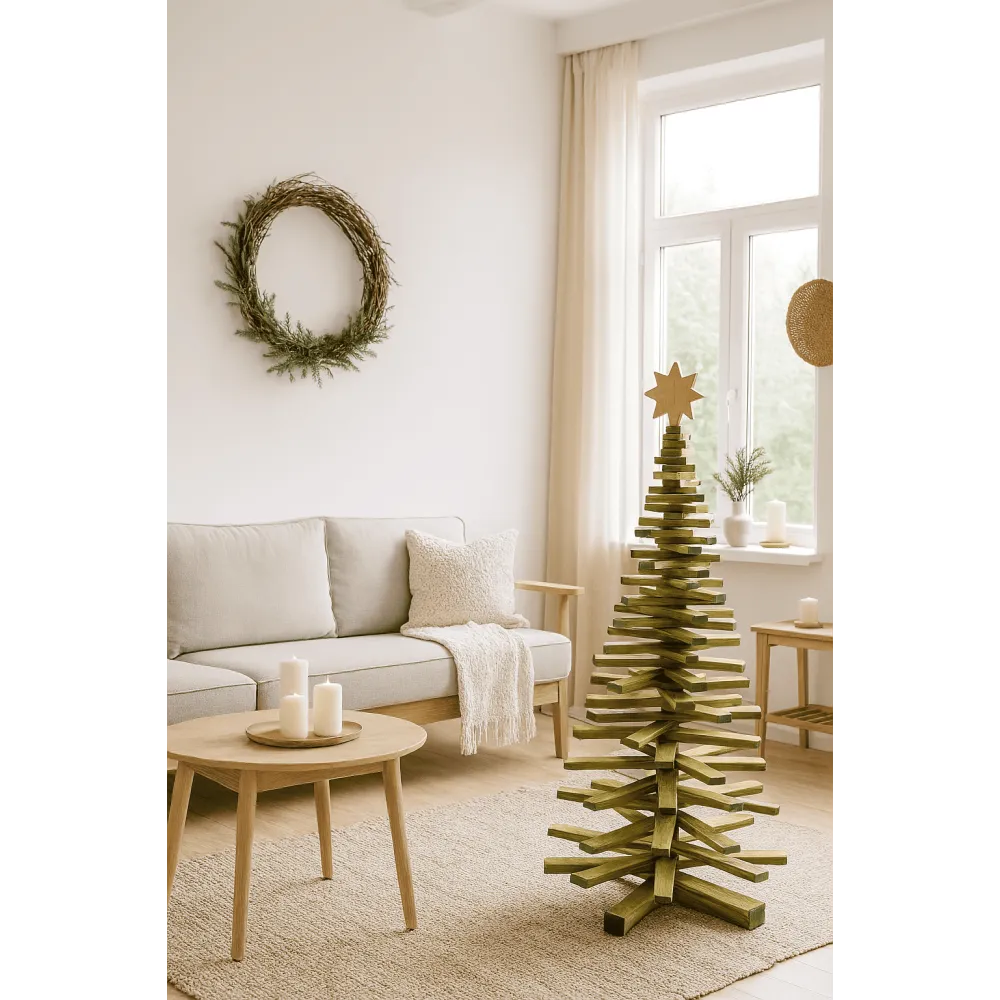 Eco-Friendly Large Green Wooden Christmas Tree Rustic Holiday Decor