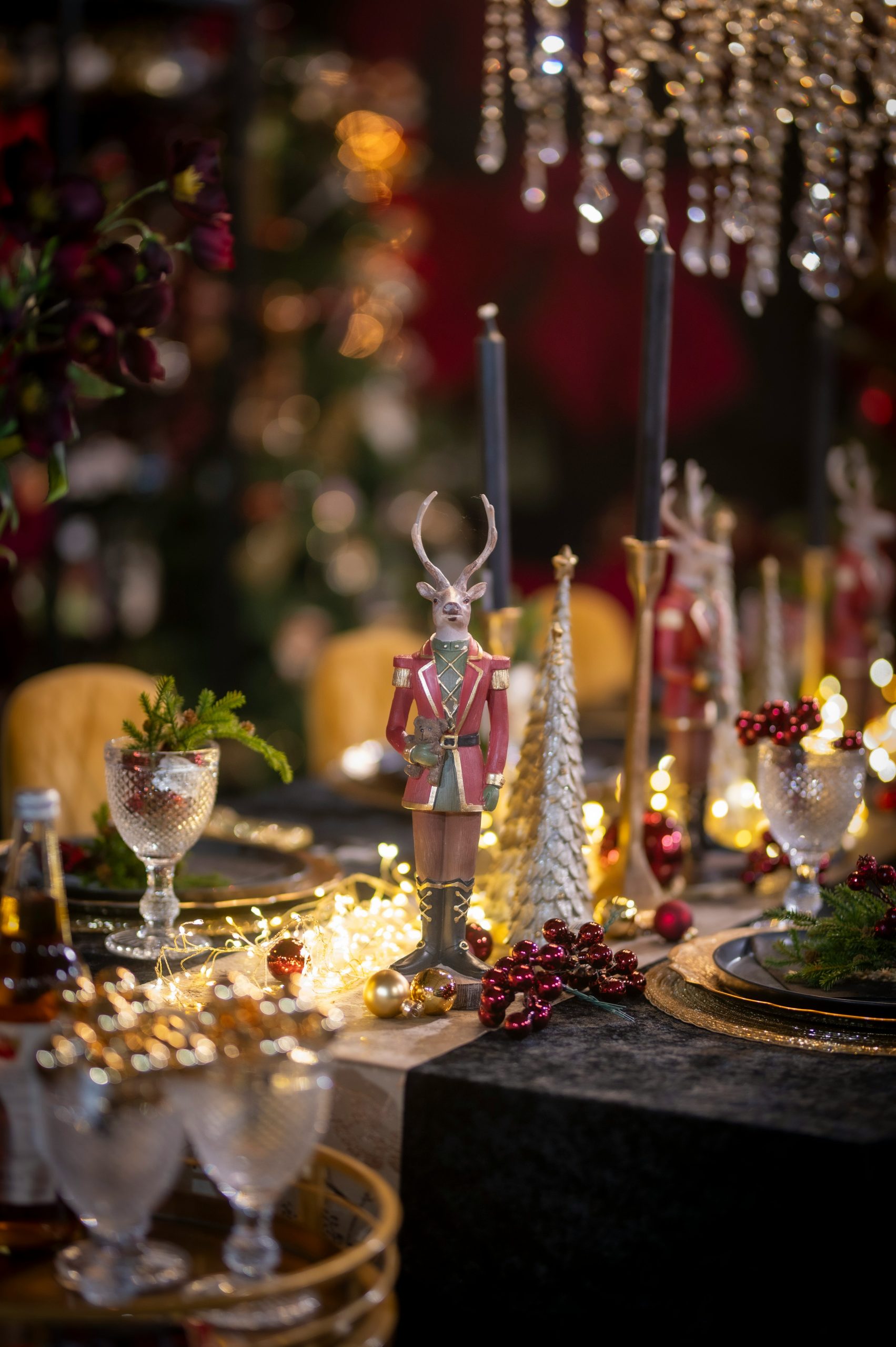 Elegant christmas table setting with festive decorations