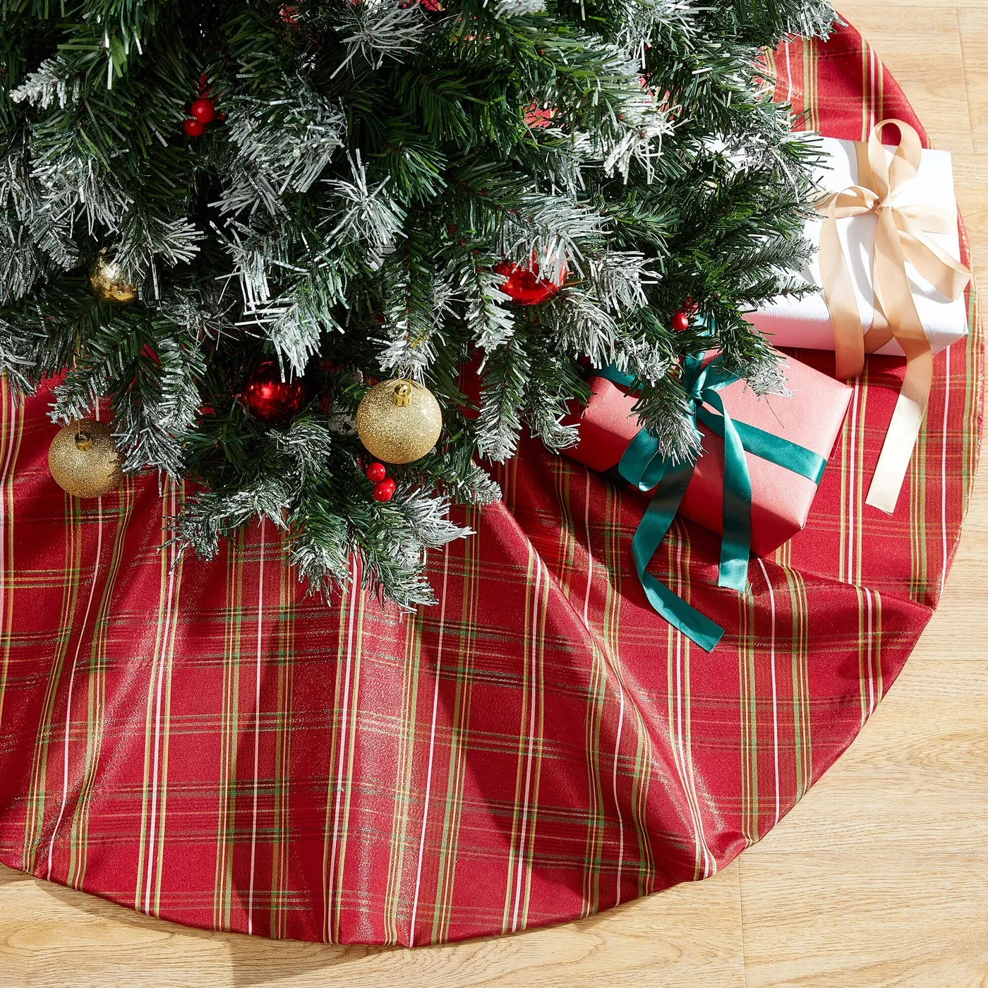 Elrene Shimmering Plaid Holiday Tree Skirt 2026 Top Sale