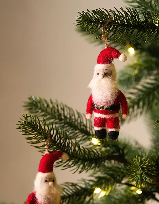 Felt Santa Decoration – 10cm | Christmas Tree Decorations | The Wh...