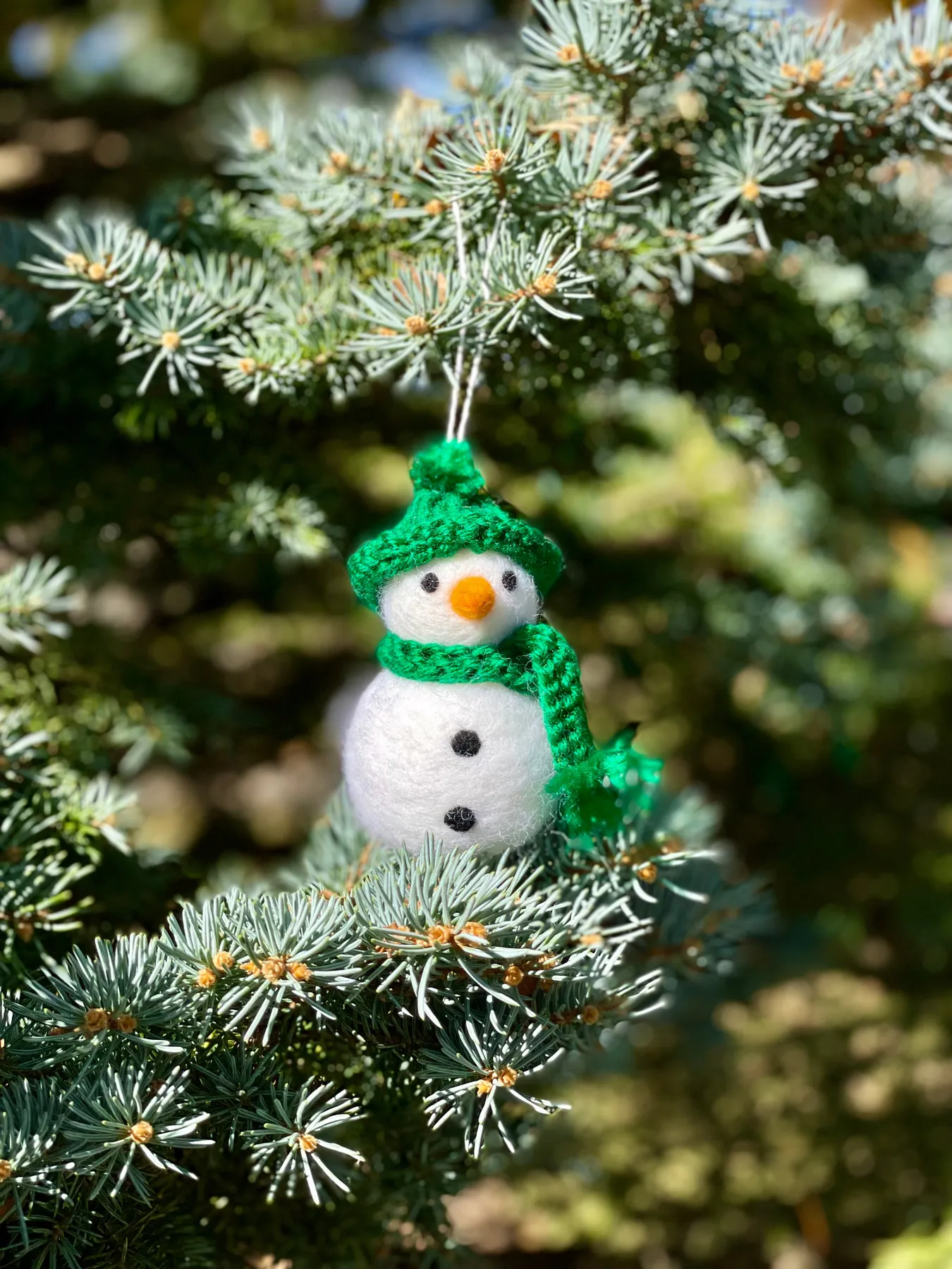 Felted Wool Snowman Ornaments - Multiple Color Choices Holiday Stripe