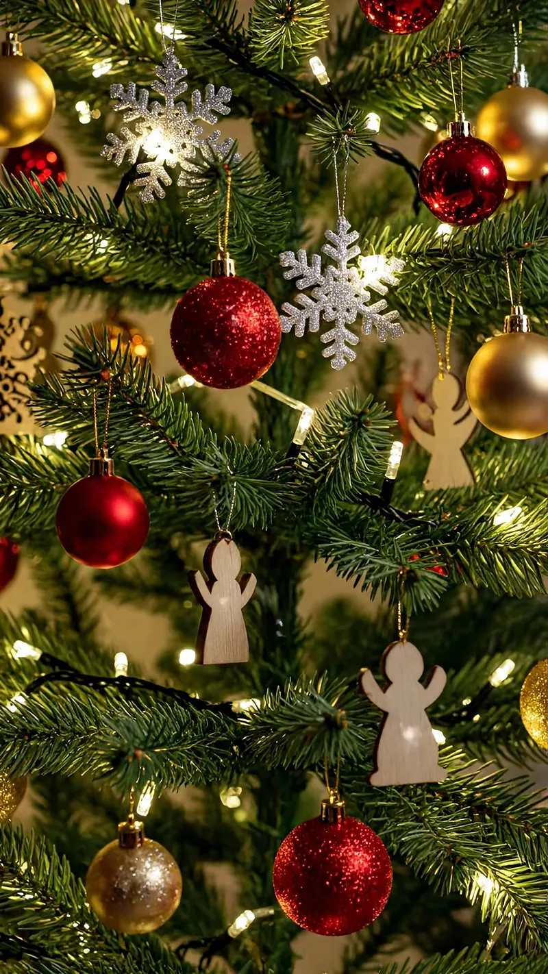 Festive close-up decorated Christmas tree | Free Video - rawpixel