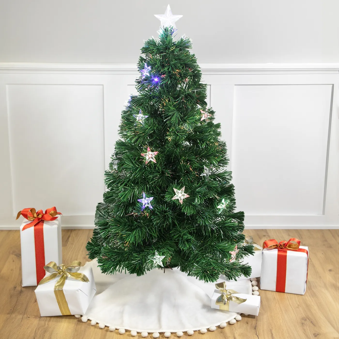 Fiber Optic White Pre-Lighted Artificial Christmas Trees PATLOLLAV White  Fiber Optic Christmas Inch Pre-Lit