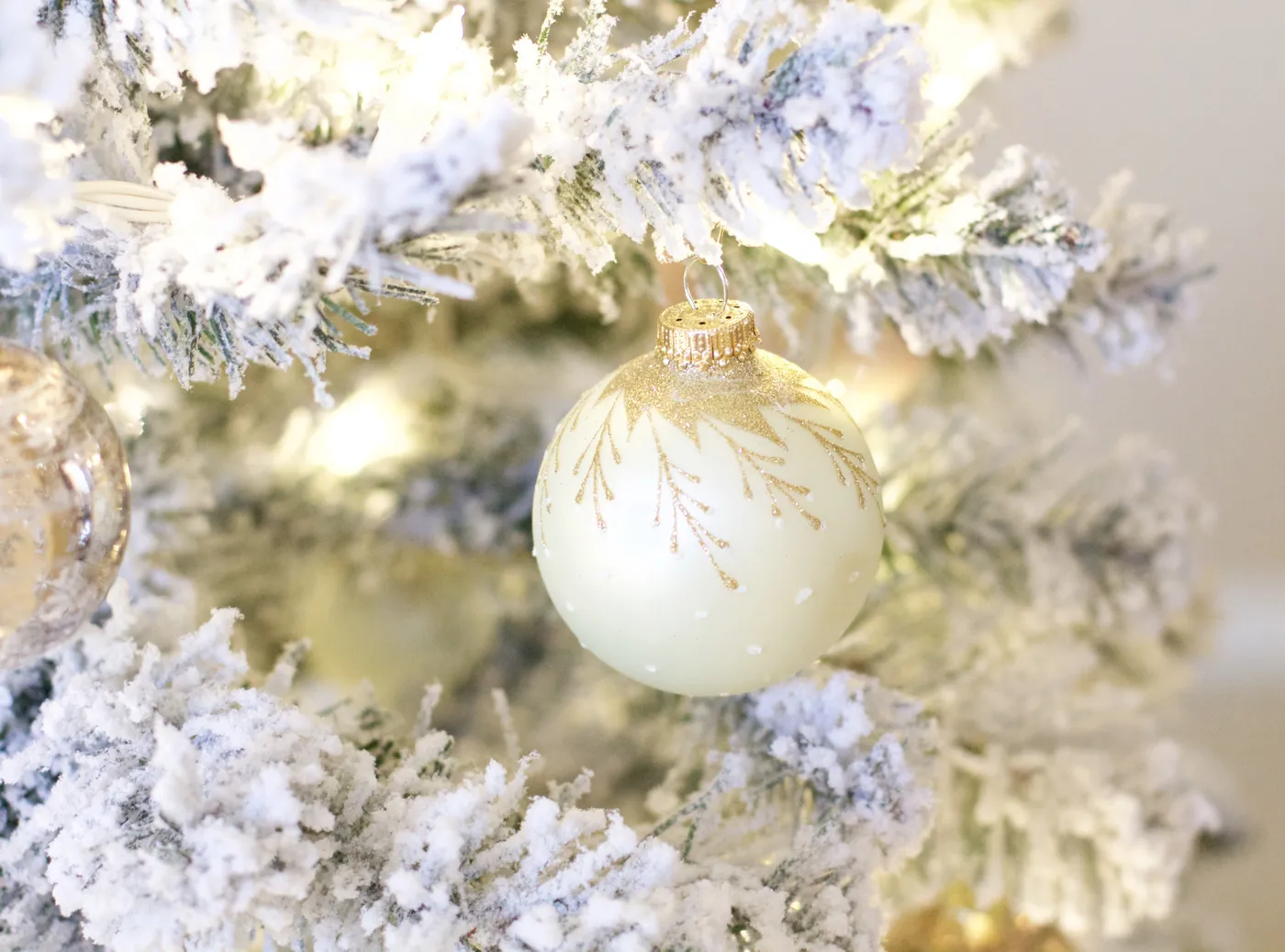 Flocked Christmas Tree + Decorations under $100