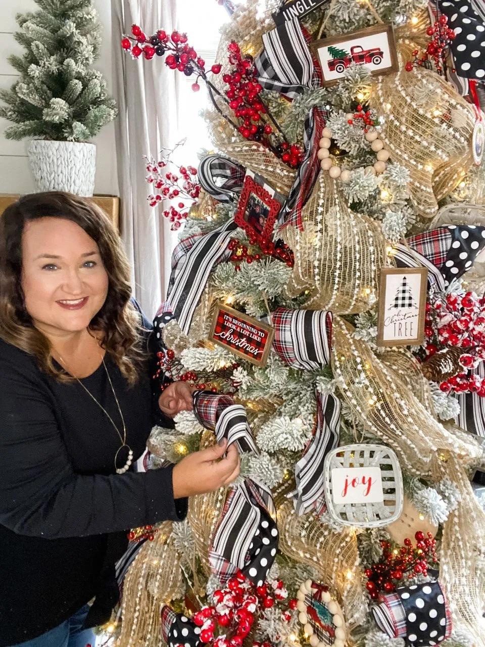 Flocked Christmas Tree with ribbon - Wilshire Collections