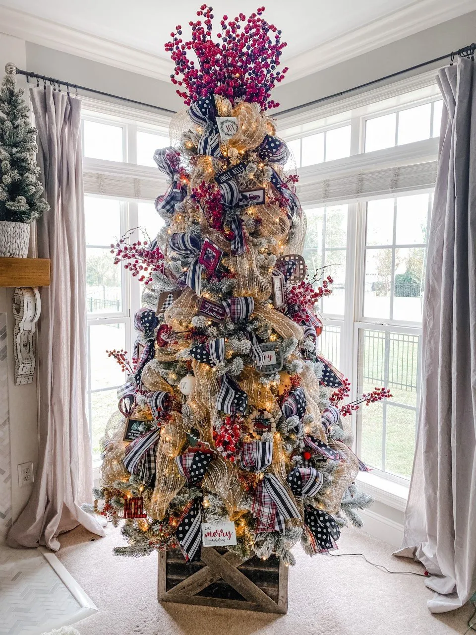 Flocked Christmas Tree with ribbon - Wilshire Collections