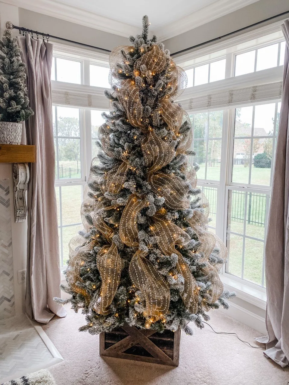 Flocked Christmas Tree with ribbon - Wilshire Collections