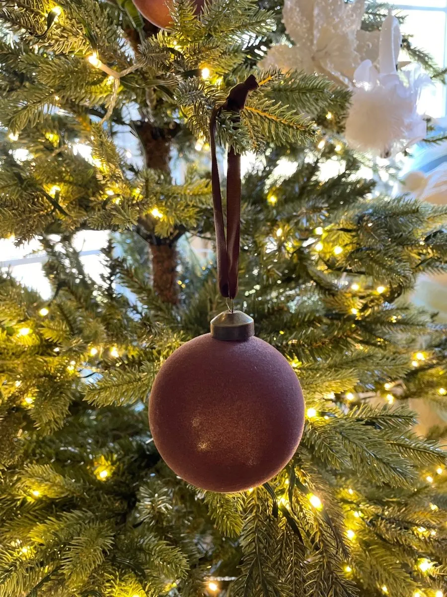 Flocked Velvet Glass Ball Ornaments Set of 4 - Christmas Decor – DesignedBy  The Boss