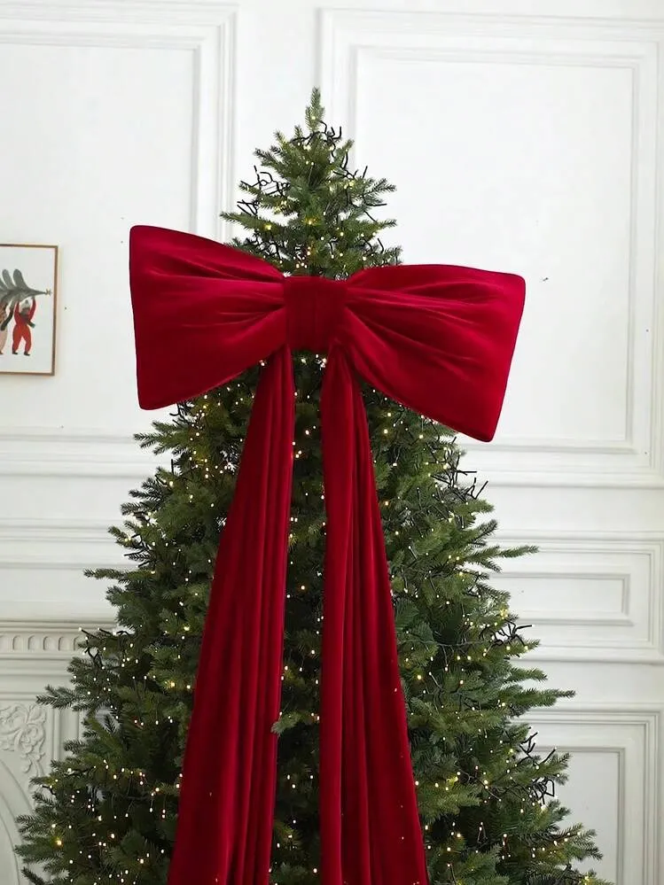 Fluffy Large Velvet Christmas Bows Giant Christmas Bows For Backdrop Party Room Wall Decor Christmas Tree Decoration | SHEIN USA