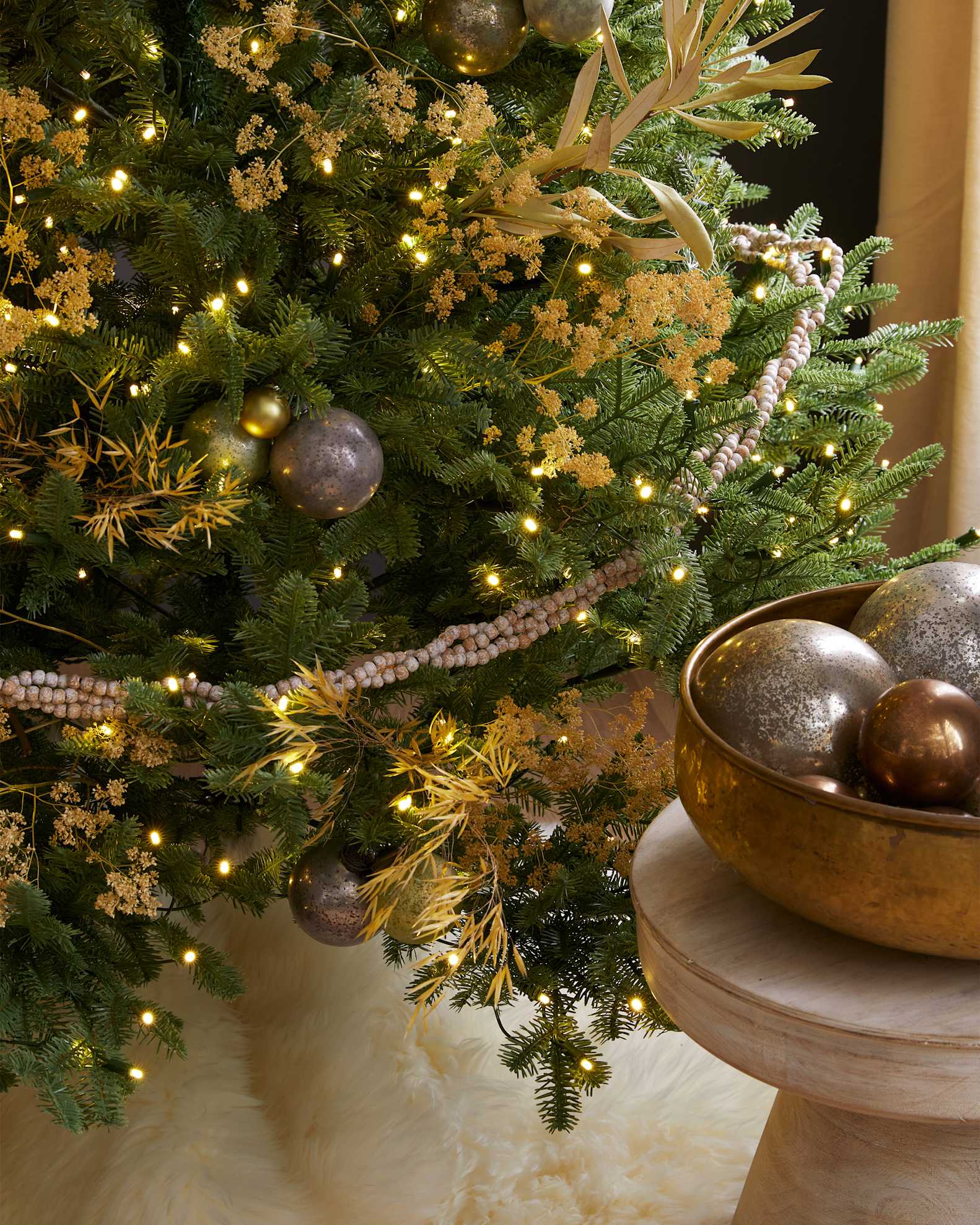 Fraser Fir Christmas Tree: Unlit in Forest Green, Size 7.5', Polyester/Metal/Copper by Quince