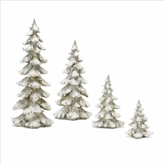 Frosted Pine Tree Decor with Silver Finish (Set of 4) – Sauder's Nursery LLC