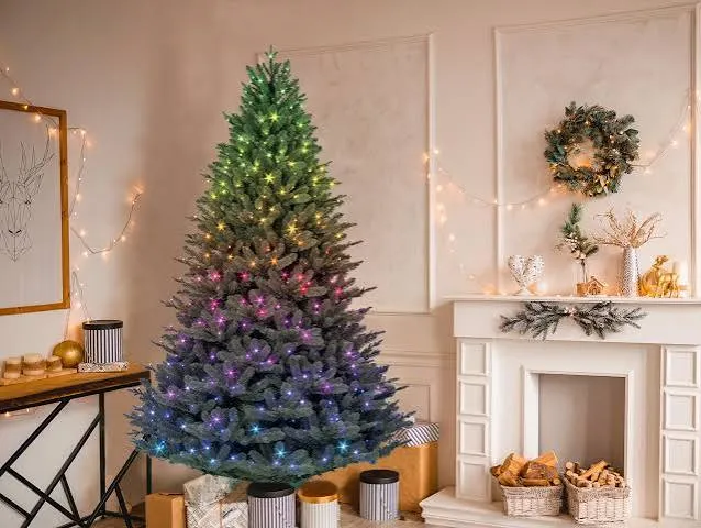 GE 7.5-ft Grand Sonoma Fir Pre-lit Artificial Christmas Tree with Color Changing LED Lights - MartDiscover.com