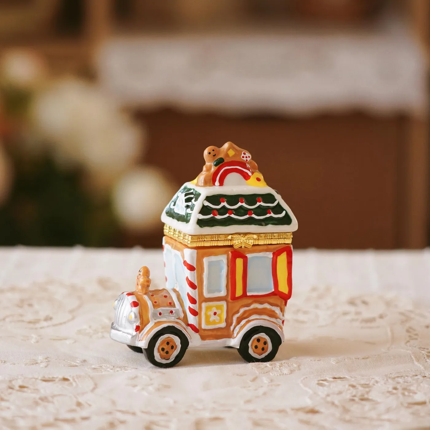 Gingerbread Trinket Box – Hand-Painted Christmas Truck