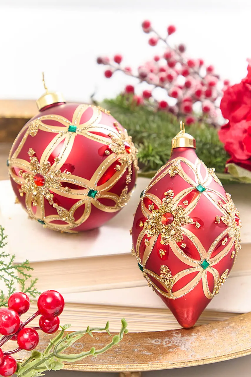 Glass Jewel Fleur Ornament - Decorator's Warehouse