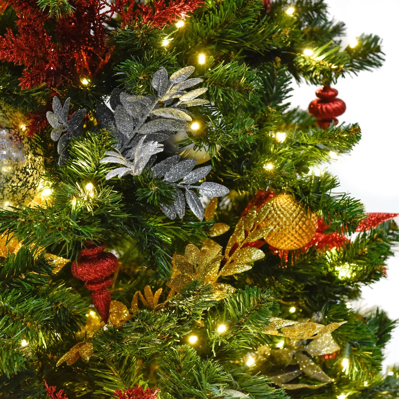 Gold, Green, & Red Pre-Decorated Christmas Tree | Mistletoe Magic