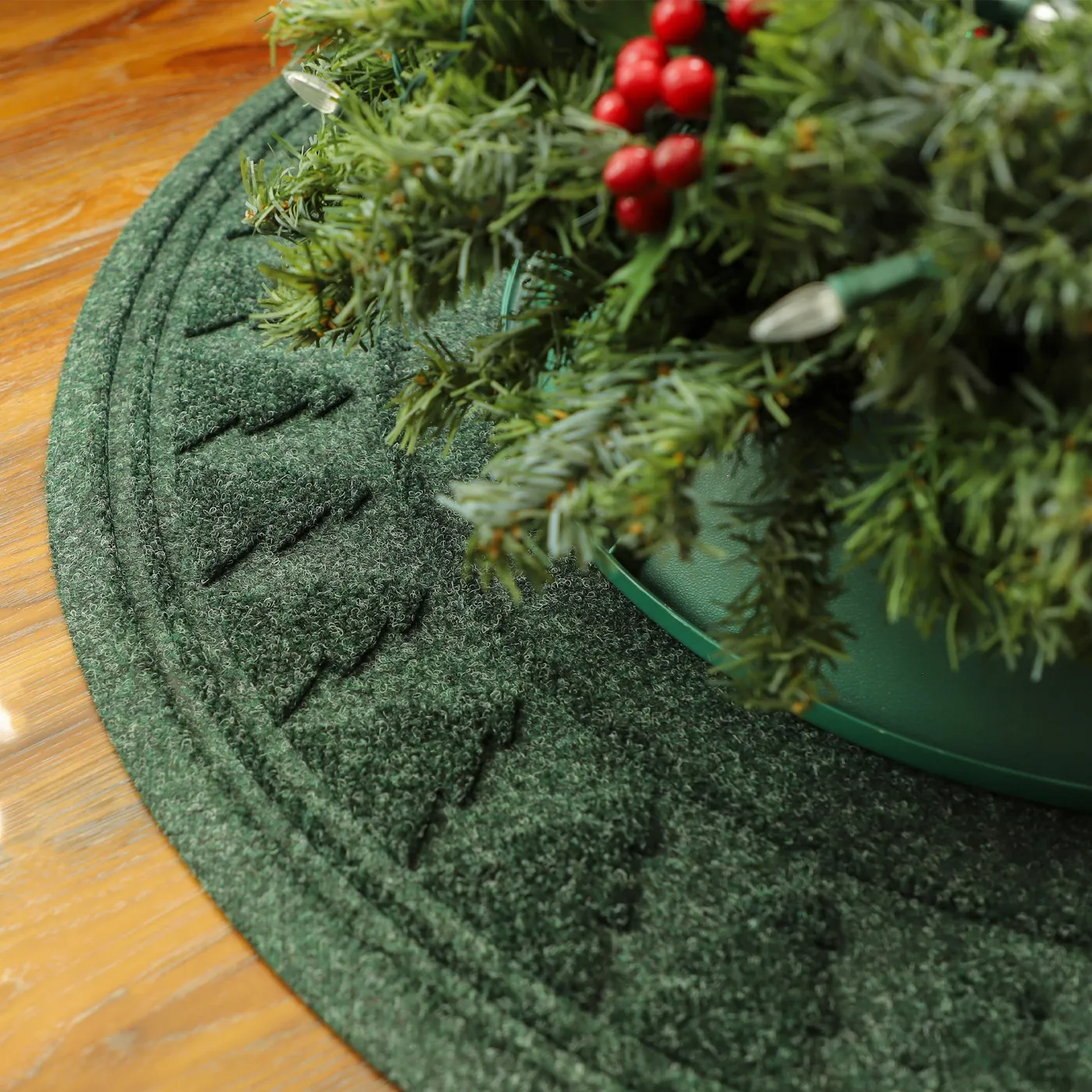 Green Christmas Tree Mat Bungalow Flooring Waterhog 35-in Green Tree Skirt  20293593535 At
