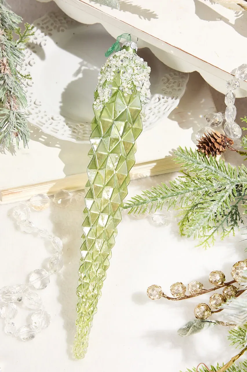 Green Faceted Finial Ornament