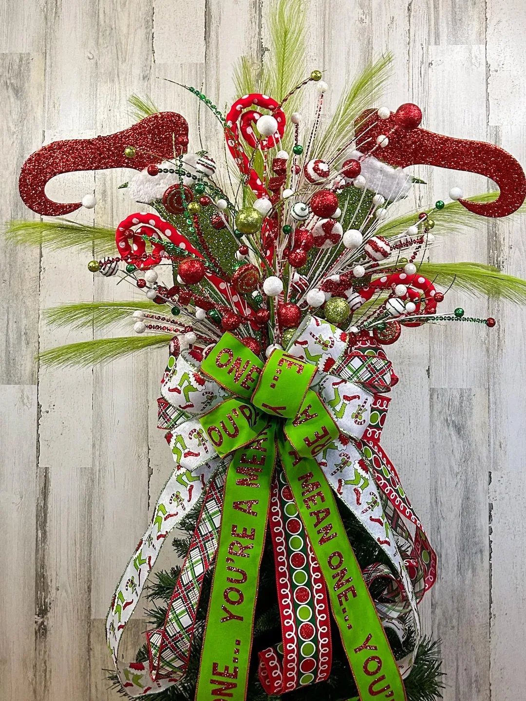 Grinch Themed Store Tree Topper | Sold Christmas Whimsical Holiday Decor Etsy